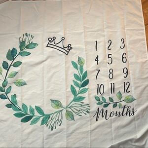 Baby Milestone Blanket with Green Leaf Design
